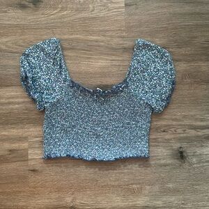 Square Neck Floral Crop Top
